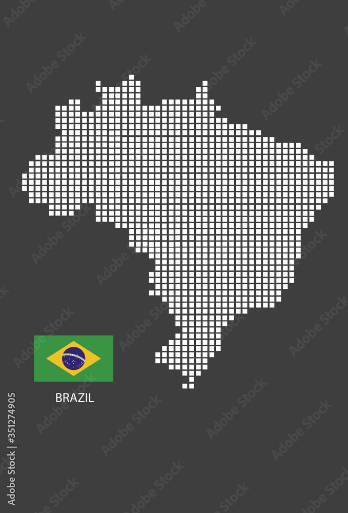 Obraz premium Brazil map design square with flag Brazil.