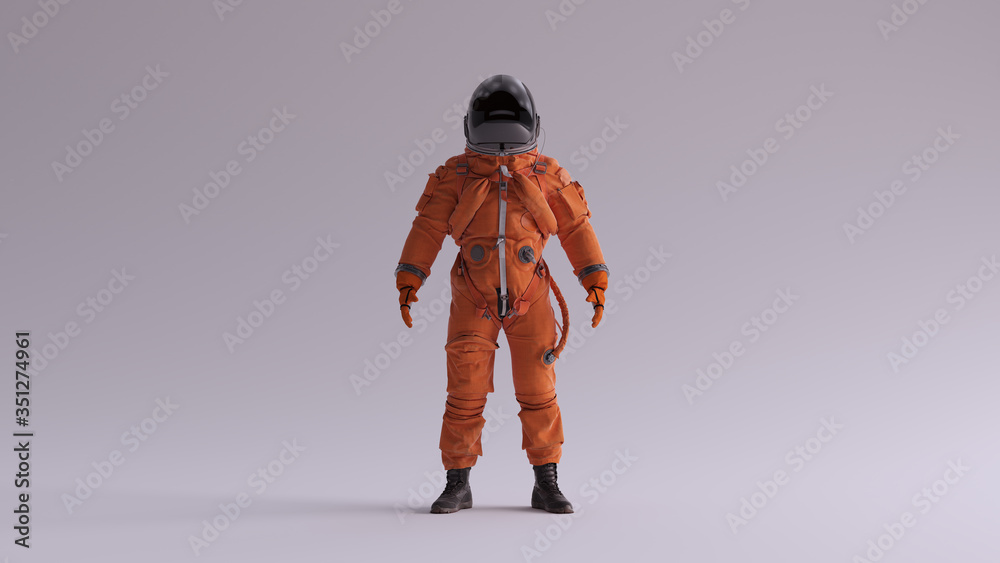 Orange Astronaut with Black Visor With Light Grey Background with Neutral  Diffused Side Lighting Front View 3d illustration 3d render ilustración de  Stock | Adobe Stock