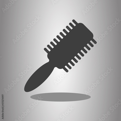 Hairbrush simple icon vector with shadow. Flat desing