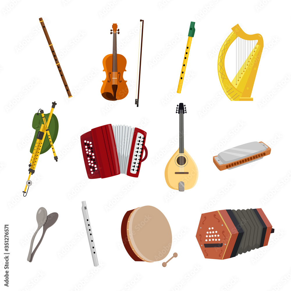 Irish Musical Instruments vector de Stock | Adobe Stock