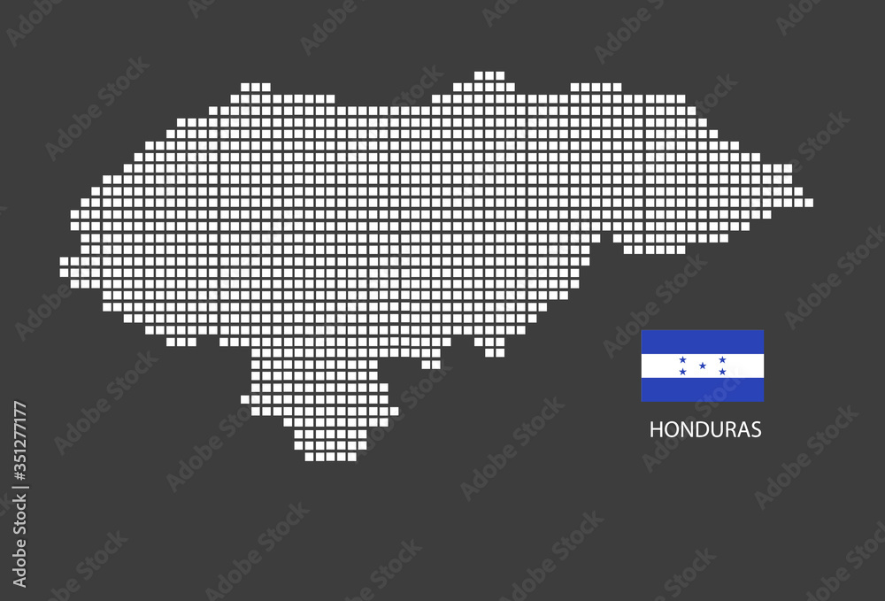Honduras map design square with flag Honduras.