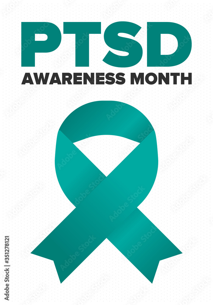 PTSD Awareness Month in June. Post Traumatic Stress Disorder. Celebrated annual in United States. Medical health care and awareness design. Poster, card, banner and background. Vector illustration PTSD Awareness Month in June. Post Traumatic Stress Disorder. Celebrated annual in United States. Medical health care and awareness design. Poster, card, banner and background. Vector illustration
