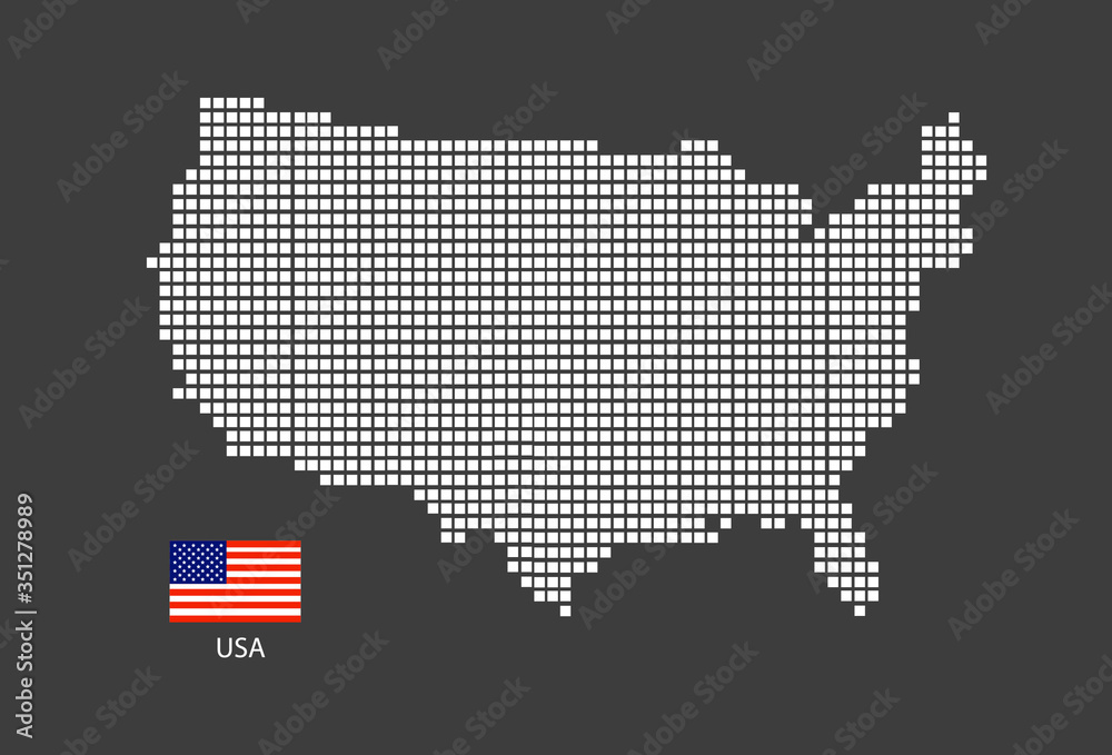 USA map design square with flag USA.