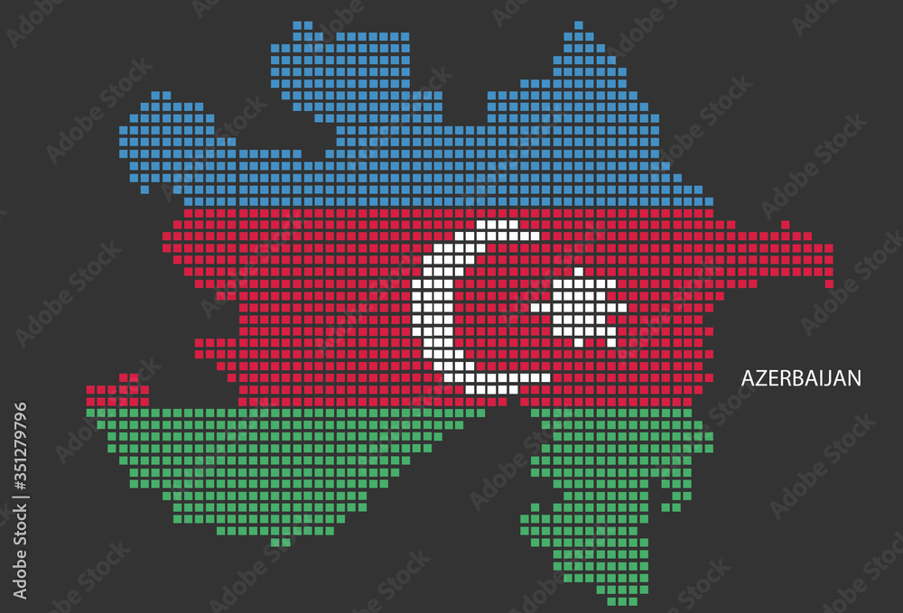 Fototapeta premium Azerbaijan map design flag Azerbaijan square, black background.