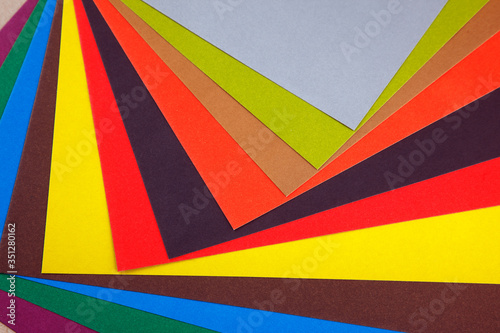 Many colored sheets of cardboard
