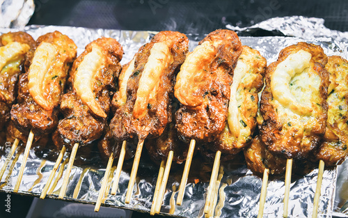 Meat at Myeongdong open street market in Seoul reflex photo