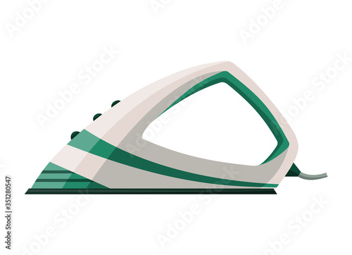 Iron steamer. Smoothing iron. Vector iron. Ironing electric household appliance. Steamer for laundry housework