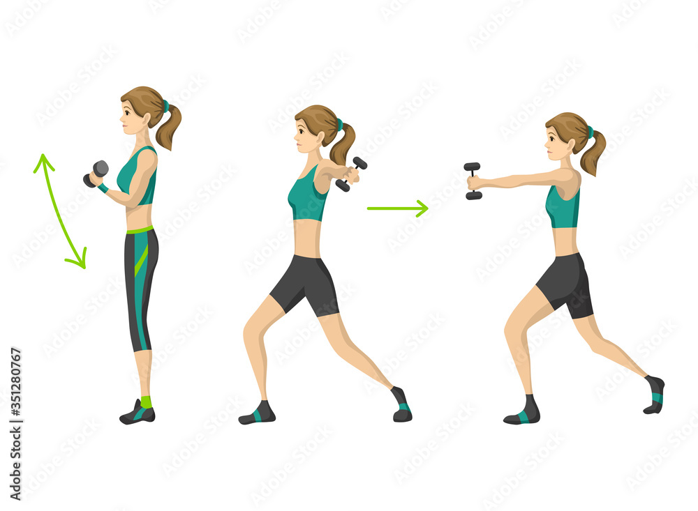 Woman fitness. Workout aerobic fitness with dumbbell. Active and healthy life concept Woman fitness. Workout aerobic fitness with dumbbell. Active and healthy life concept