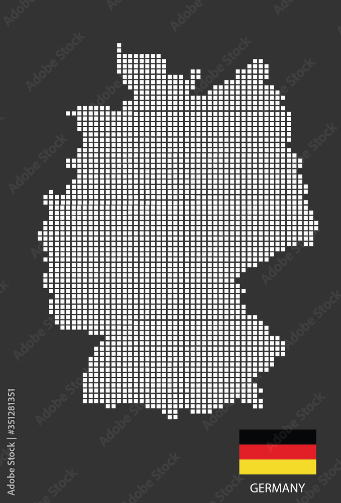 Germany map design white square, black background with flag Germany. Germany map design white square, black background with flag Germany.