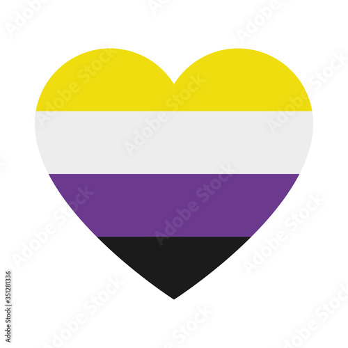 non binary flag in heart shape, flat style