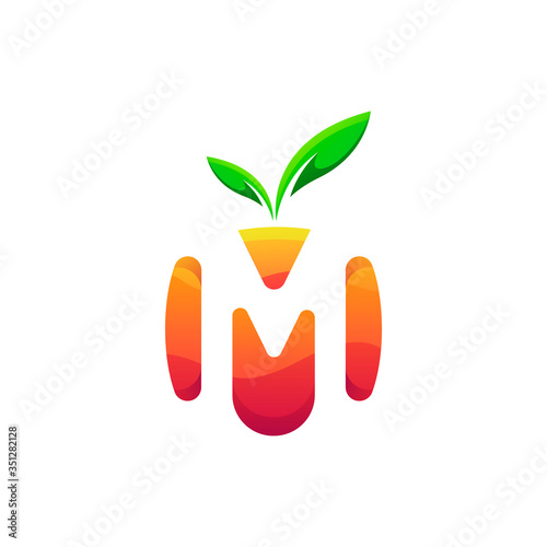 Letter M orange logo design