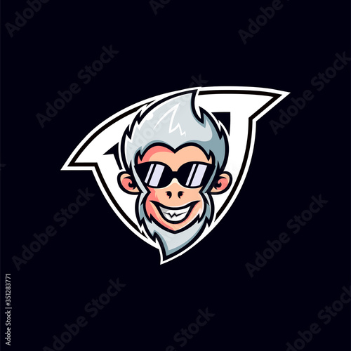Monkey shield face logo design