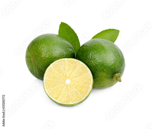 Fresh green lime isolated on white background