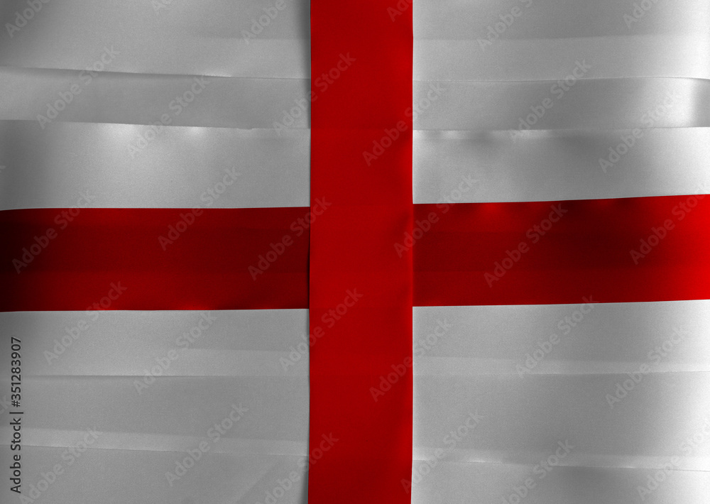 Colorful ribbon as England national flag, red centred cross on a white. Colorful ribbon as England national flag, red centred cross on a white.
