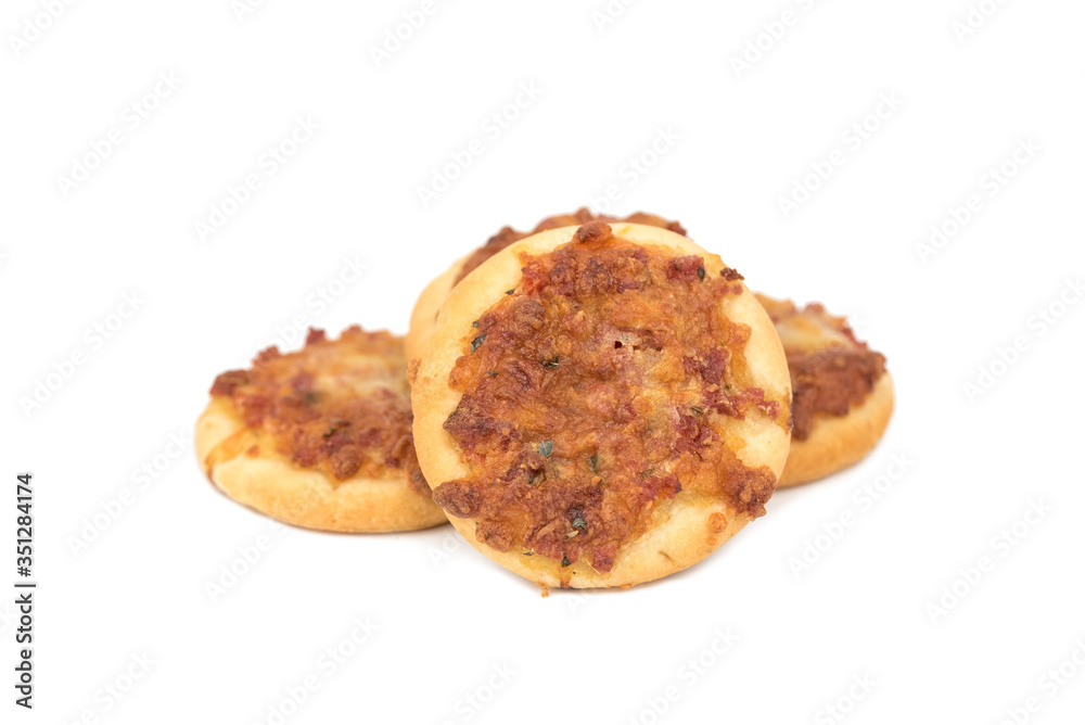 Small mini pizza with salami Small mini pizza with salami