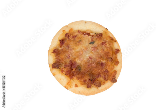Small mini pizza with salami