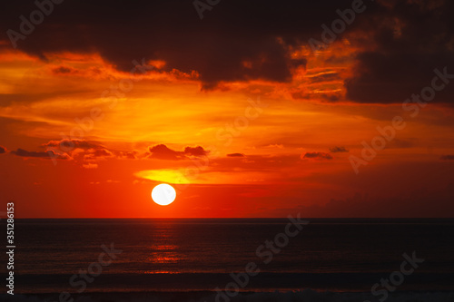 Stunning dramatic sunset over the ocean.