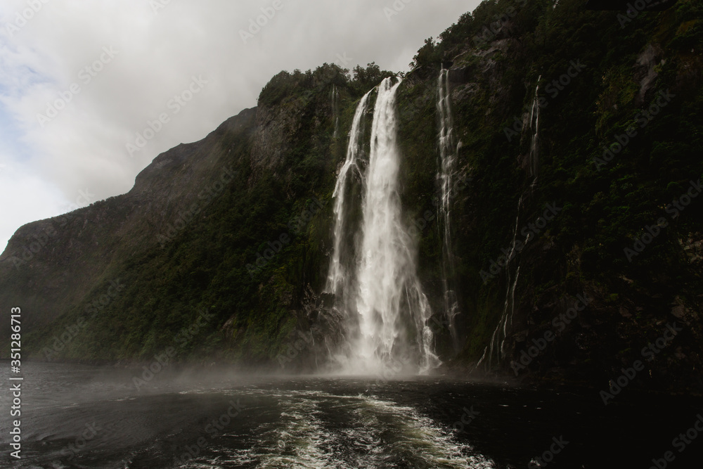 Stirling Falls in Milford Sound, Fiordland National Park, New Zealand Stirling Falls in Milford Sound, Fiordland National Park, New Zealand