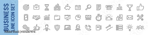 Business vector isolated line icon set. Finance & services signs