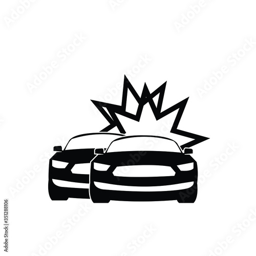 Car crash icon with white background.vector illustration.