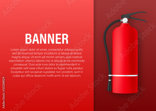 Fire extinguisher protection banner. Vector stock illustration.