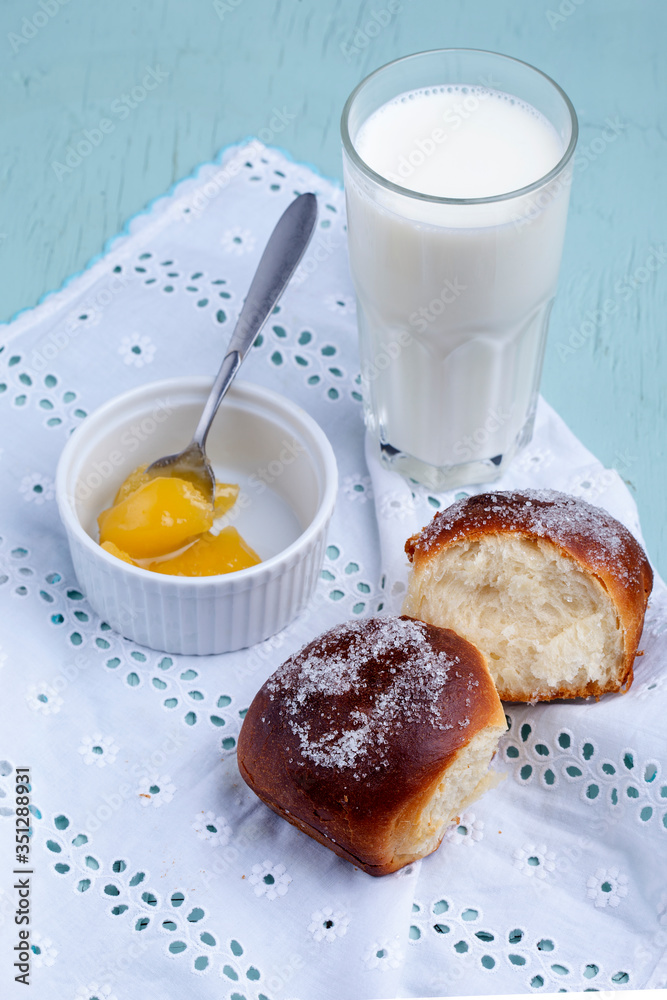 Food baking concept. Fresh baked organic homemade soft milk bread Food baking concept. Fresh baked organic homemade soft milk bread