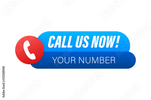 Call us now. Information technology. Telephone icon. Customer service. Vector stock illustration