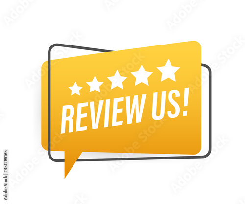 Review us User rating concept. Review and rate us stars. Business concept. Vector illustration.