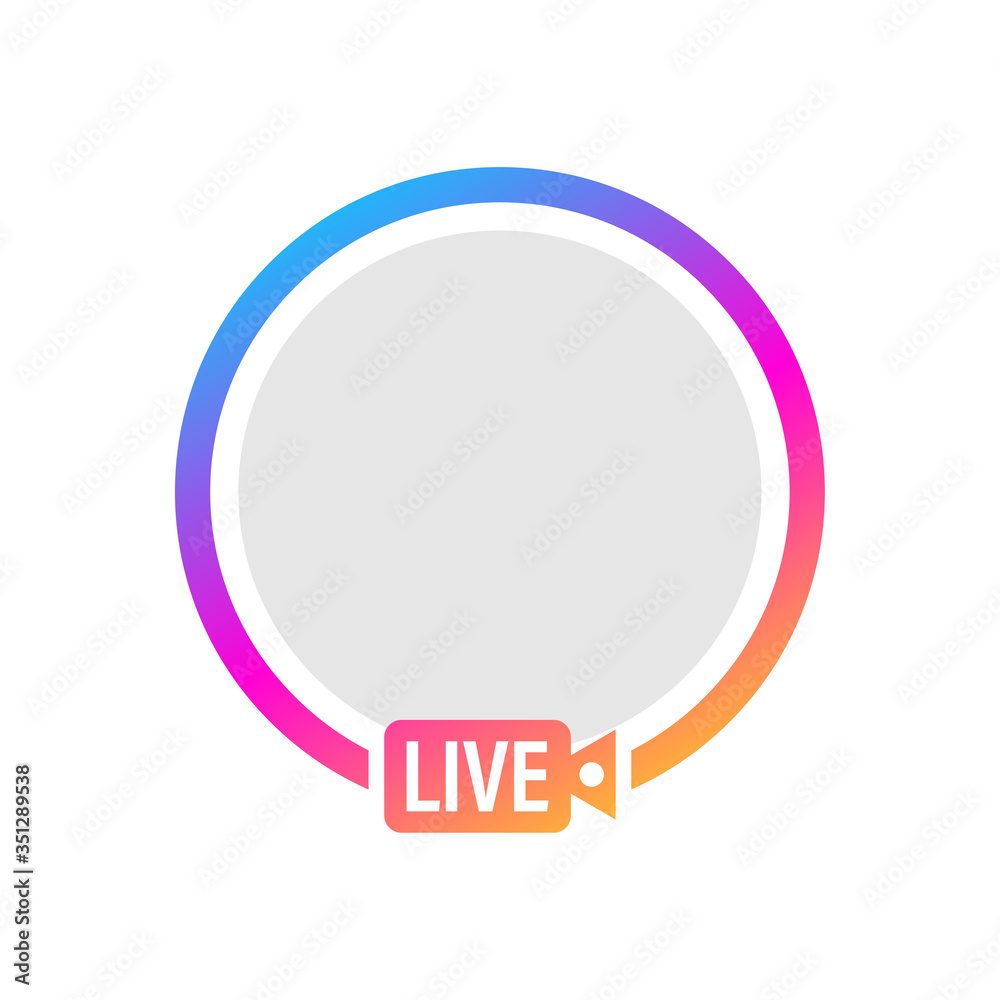 Social media icon avatar frame. Live stories user video streaming. Vector illustration. Social media icon avatar frame. Live stories user video streaming. Vector illustration.
