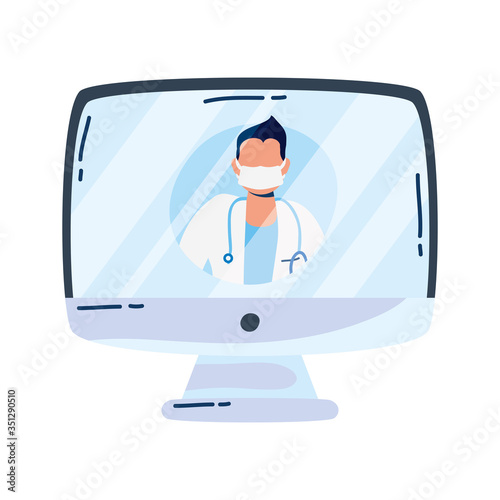 professional doctor with stethoscope in desktop photo