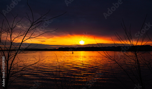 sunset over lake