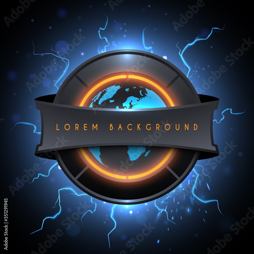 Badge template with earth and lightning