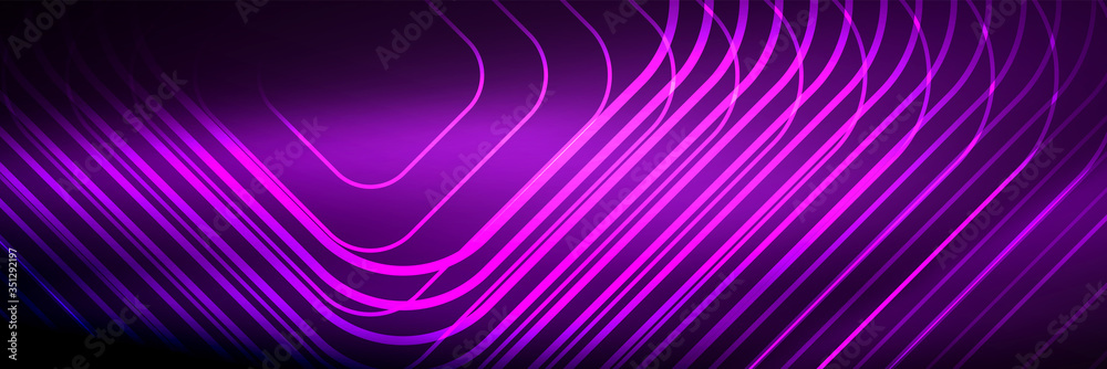 Shiny neon lines, stripes and waves, technology abstract background. Trendy abstract layout template for business or technology presentation, internet poster or web brochure cover, wallpaper Shiny neon lines, stripes and waves, technology abstract background. Trendy abstract layout template for business or technology presentation, internet poster or web brochure cover, wallpaper