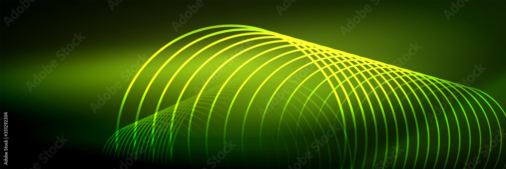 Shiny neon lines, stripes and waves, technology abstract background. Trendy abstract layout template for business or technology presentation, internet poster or web brochure cover, wallpaper Shiny neon lines, stripes and waves, technology abstract background. Trendy abstract layout template for business or technology presentation, internet poster or web brochure cover, wallpaper