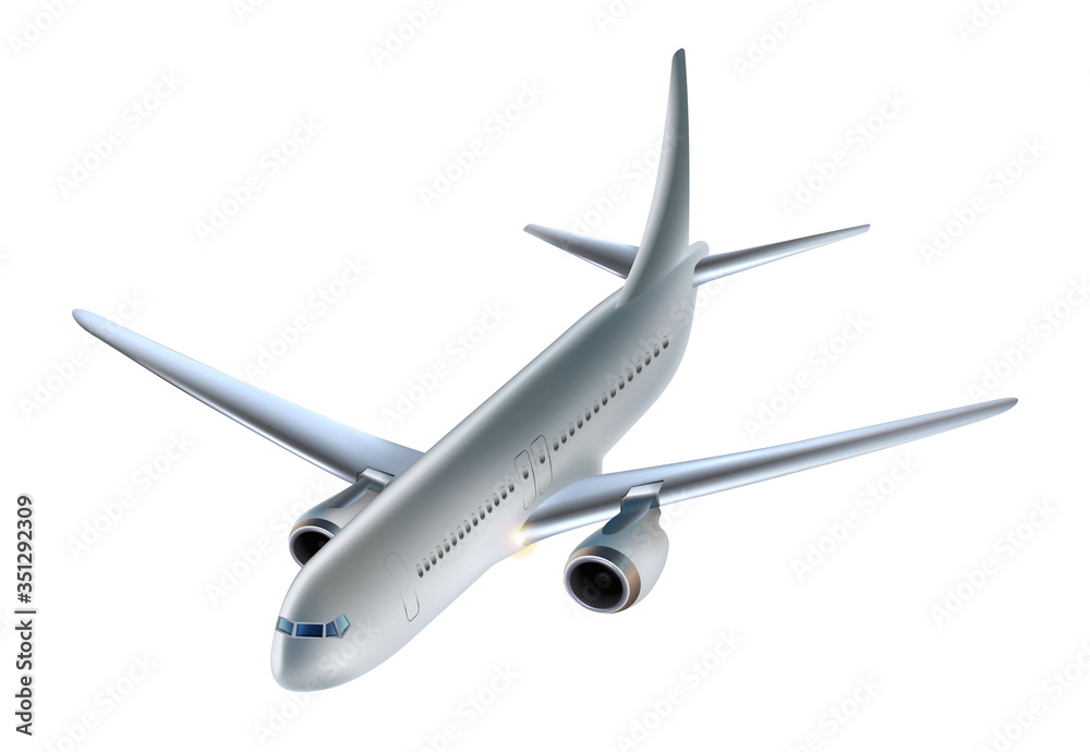 3d realistic vector airplane. Isolated on white background aircraft, front view. 3d realistic vector airplane. Isolated on white background aircraft, front view.