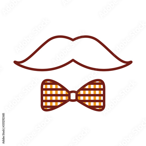 mustache and bowtie line style icon