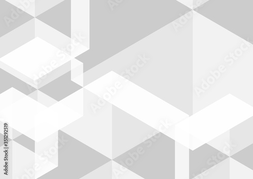 Geometric abstract hexagon perspective background in white and gray.Using for structure molecule  digital futuristic minimalism  big data visualization  technology  and science pattern Template.