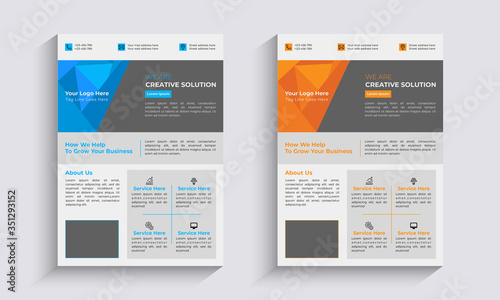 Business flyer design creative geometric Shape, corporate flyer size A4 template, full editable EPS format.