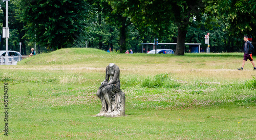 Headless statue in Crystal Palace Park, South London 
