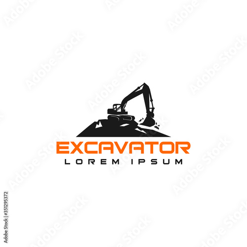 Excavator Silhouette Illustration Logo  Vector 
