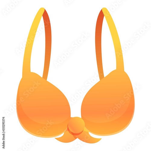 Orange bra icon. Cartoon of orange bra vector icon for web design isolated on white background