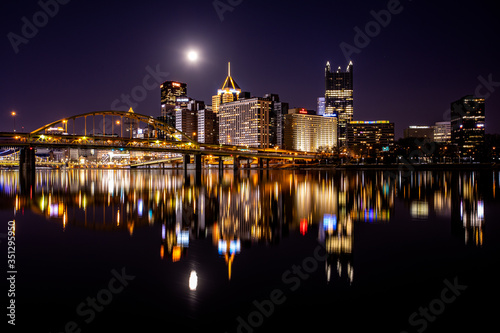 Pittsburgh at Night with Moon © Andrew