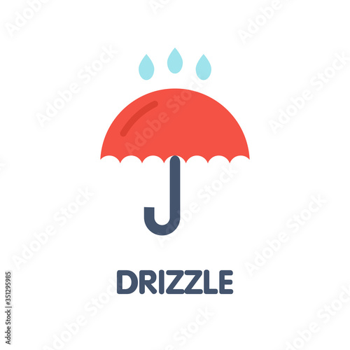 Drizzle umbrella flat icon design style illustration on white background