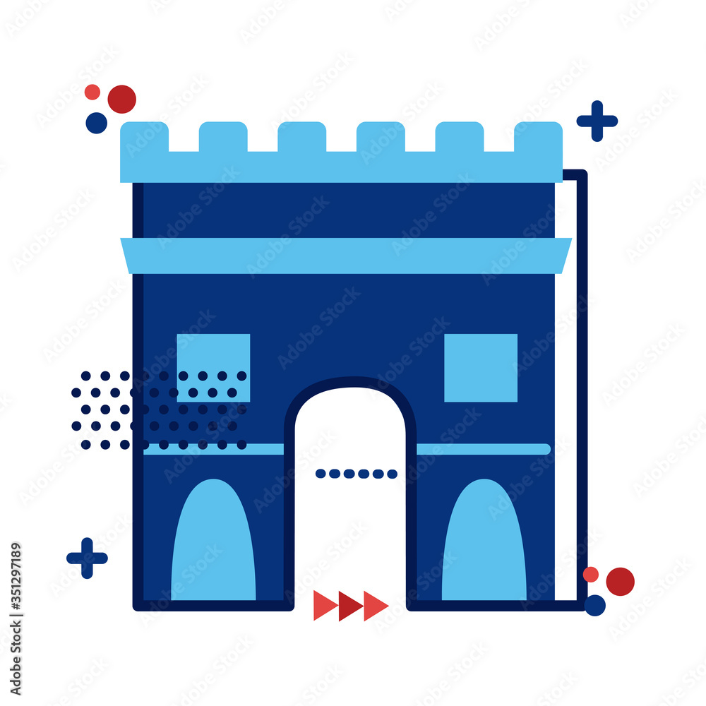 Arch of Triumph france monument flat style icon