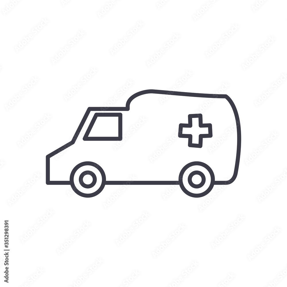 Medical cross inside ambulance line style icon vector design Medical cross inside ambulance line style icon vector design