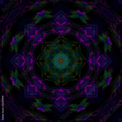 Mandala - Abstrait - Violet et Vert - Bennydoscope