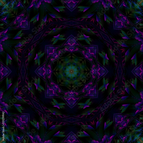 Mandala - Abstrait - Violet et Vert - Bennydoscope
