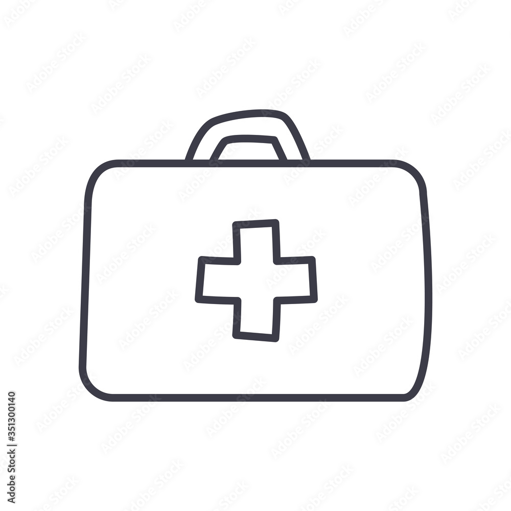 Medical cross inside kit line style icon vector design Medical cross inside kit line style icon vector design