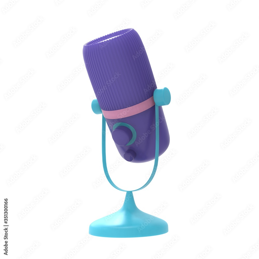 3d microphone. Radio show or audio podcast concept. Vintage microphone rendered illustration 3d microphone. Radio show or audio podcast concept. Vintage microphone rendered illustration