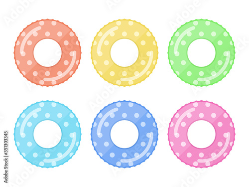 ドット柄の浮き輪のイラスト